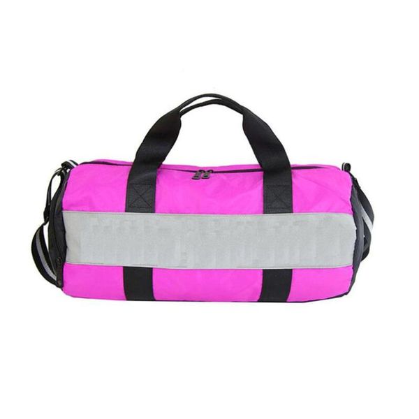 

men women travel bag independent shoes pocket fitness yoga bag shoulder slung cylinder color block stripes sports handbag