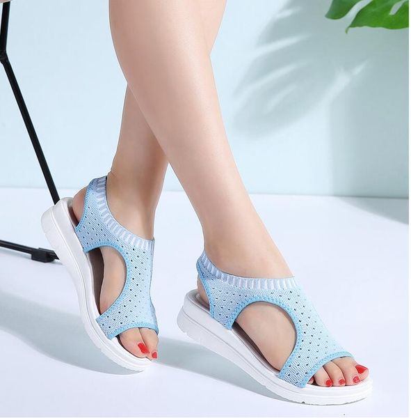 

wedge shoe summer women comfortable lady sandles shoes slip-on flat sandal, Black