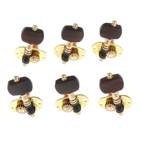 

6 pieces classical guitar string tuning pegs keys rosewood handle knob open-gear