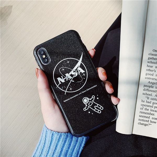 

fashion nasa style phone case for iphonexsmax xr xs 7plus/8plus 7/8 6/6p popular case with astronaut printted hello world letters wholesale