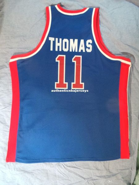 

mitchell ness m&n #11 isiah zeke thomas jersey blue road usa mens vest size xs-6xl stitched basketball jerseys ncaa, Black;blue