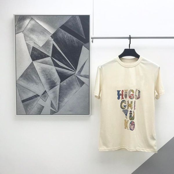 

spring summer europe italy fashion yuko higuchi funny comics animal letter painting tee tshirt men women casual short sleeve cotton t shirt, White;black