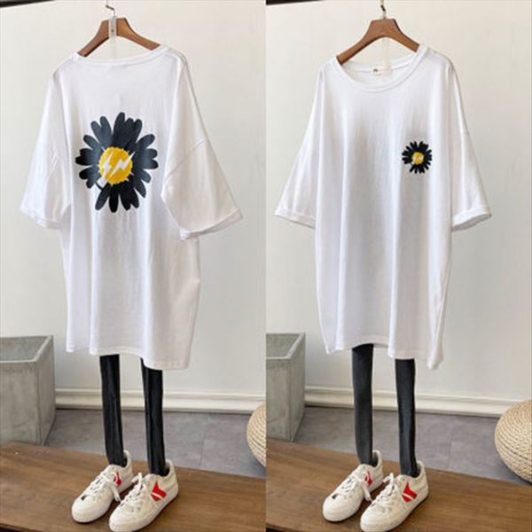 

daisy short-sleeved t-shirt women's 2020 summer clothes ins fashion loose versatile half-sleeved t-shirt women's clothing, White