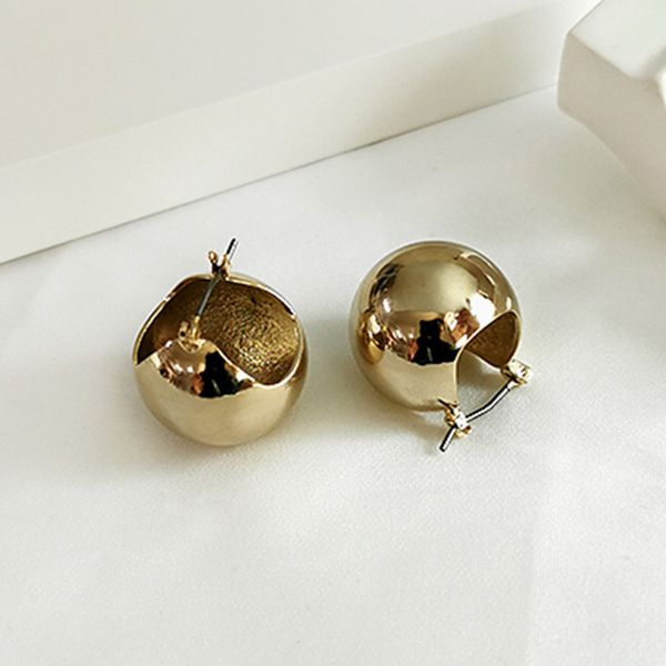 

fashion 2 sizes gold color round ball earrings hollow geometric earrings for women circle minimalist hoop, Golden;silver