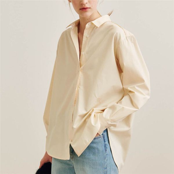 

2019 spring new boyfriend style classic silhouette blouses, White