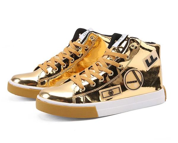 

fashion hip hop shoes men 2019 spring fashion sneakers gold high male black vulcanized shoes lace-up daily flats hombres