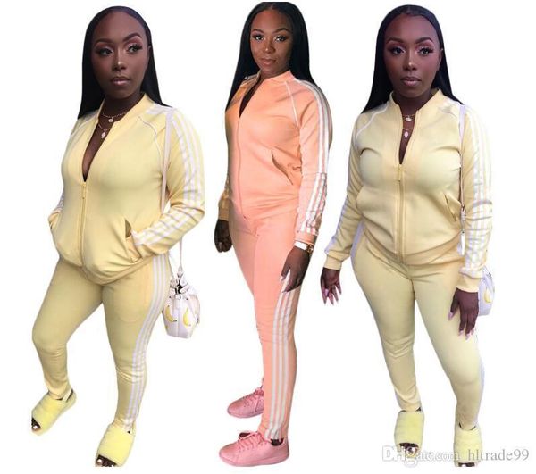 

women tracksuit cardigan 2 piece set running jacket pants sweatsuit striped outwear leggings outfits jogging suit fall winter clothing w850, White