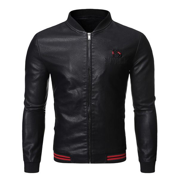 

winter jacket men leather jacket autumn and winter biker motorcycle zipper casual outwear coat coat zipper parka men 2019, Black;brown