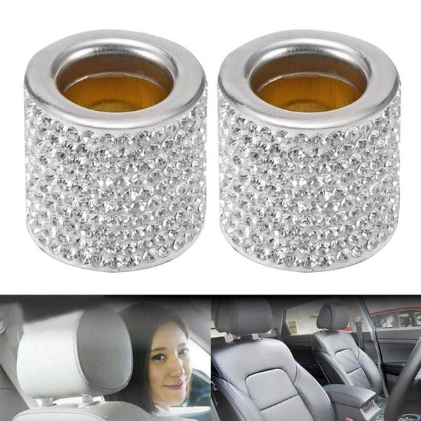 

car pendant 1/2pcs stylish rhinestones car seat headrest pole ring vehicle interior decor auto decoration suspension ornaments
