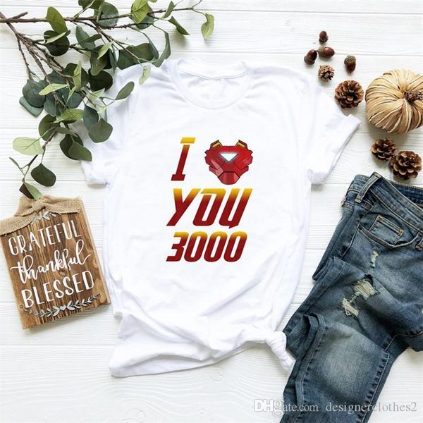 

папа я тебя люблю 3000 печать tshirts тони старк мстители endgame дизайнер женщин топы летняя мода тройники, White