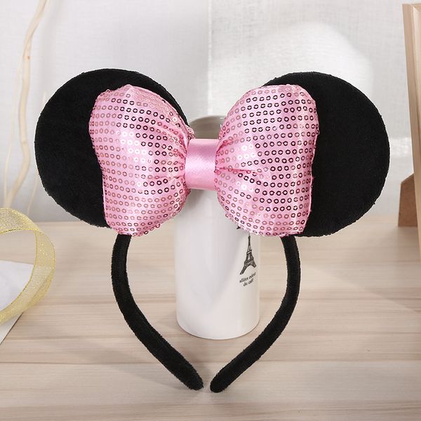 

розовый пришивания головной убор hairband лук головная повязка для ребёнки уши мыши birthday party дети мода волос аксессуары для путешестви