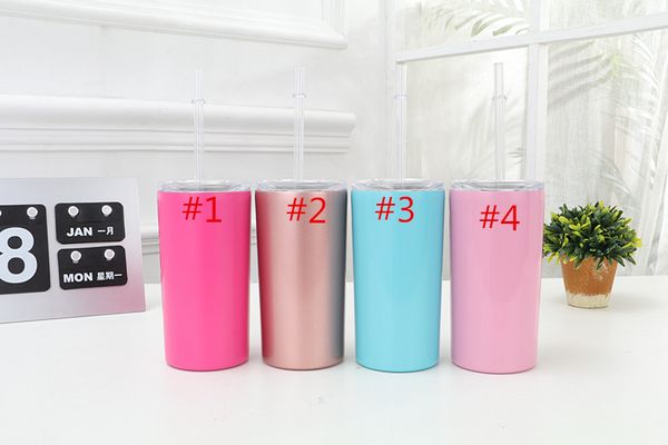 7 colori in stock !! 12 once skinny mini tumbler bicchieri dritti bicchiere in acciaio inox tazze da caffè sottovuoto tazza da vino tazza auto tazza