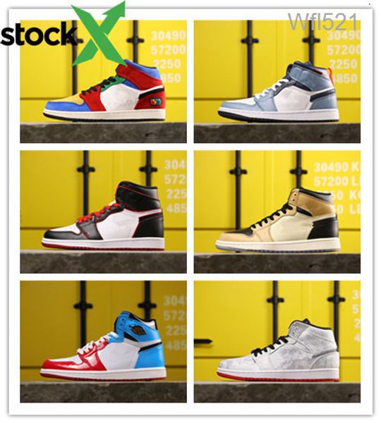 

wholesale new 1 i og mid fearless gym red wmns men basketball shoes designer 1s sneakers sports outdoor trainers good quality size 36-46, Black