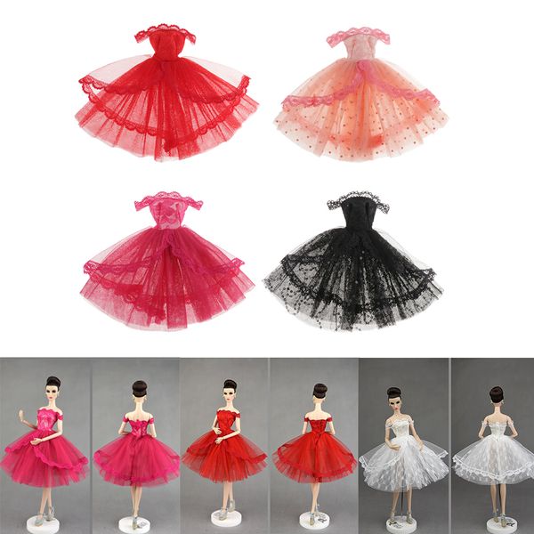 

4 lot 1/6 strapless lace dress costume for bjd bb outfits accessory