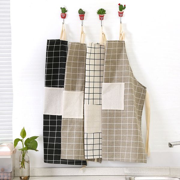 

wholesale plaid print apron bibs sleeveless soft women home cooking baking party cleaning aprons kitchen cooking accessories dh0719