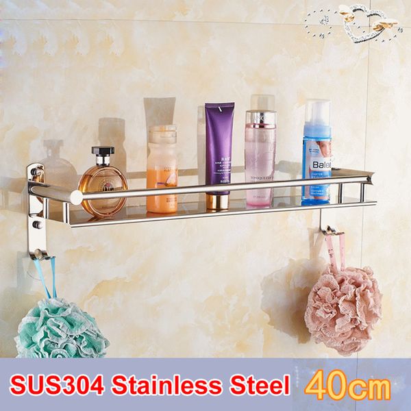 

srj single tier 304 stainless steel bathroom shelves 40/50/60cm wall mounted shower bath kitchen holder storage shelf
