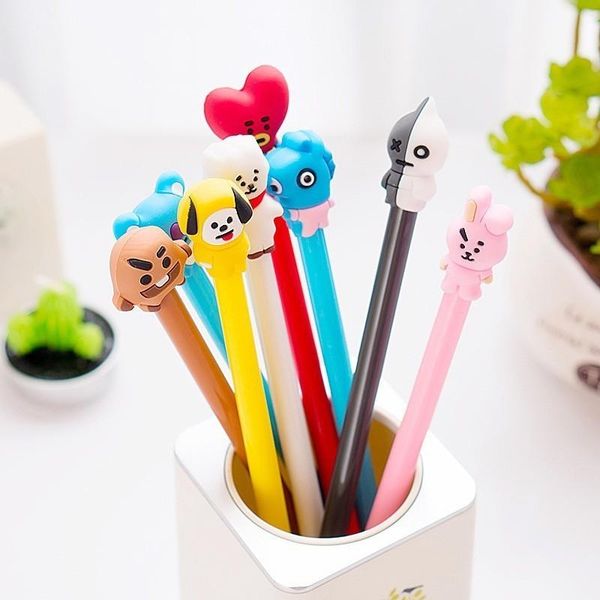 

10pcs 8 style cartoon cute head creative gel pen student stationery novelty gift school material office supplies
