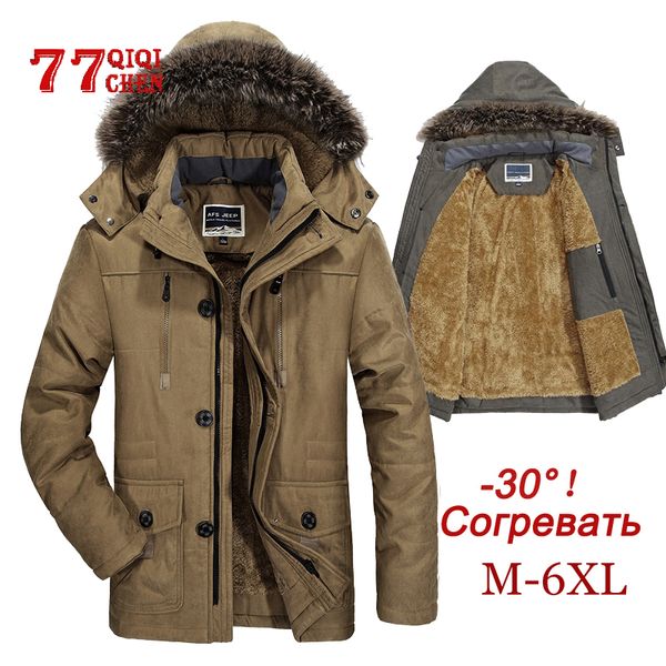 

winter jacket men fur collar windproof parkas thick casual outwear jackets male plus size 6xl velvet warm waterproof coat hombre, Black