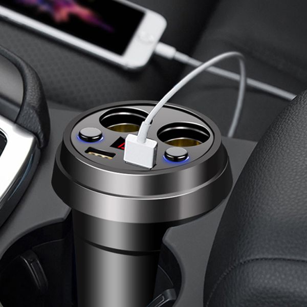 

car charger 2 usb dc/5v 3.1a cup power socket adapter with voltage led display cigarette lighter splitter mobile phone chargers