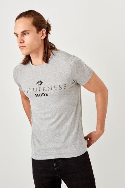 

trendyol gray men 's printed t shirt tmnss19bo0023, White;black