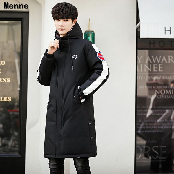 

menne 2019 winter korean version of the thick down coat hooded men's clothing, Black