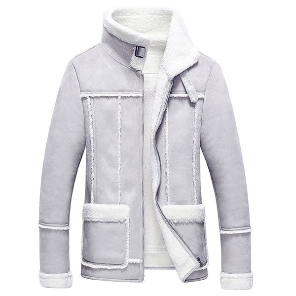 

china imported vintage mens fur leather jackets thick warm winter men's fur suede shearling velvet jacket and coats new c032, Black