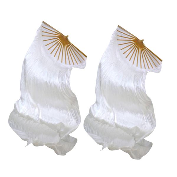 

2pack ladies belly dance long 100% silk fan veil folding fan dance props, Blue