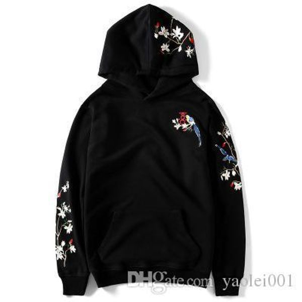 

2019 new embroidered tide brand couple sweater men's hooded pullover loose student plus velvet jacket hoodie, Black