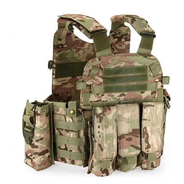 

combat vest w/ magazine pouch armor plate carrier outdoor hunting tactical gear, Camo;black