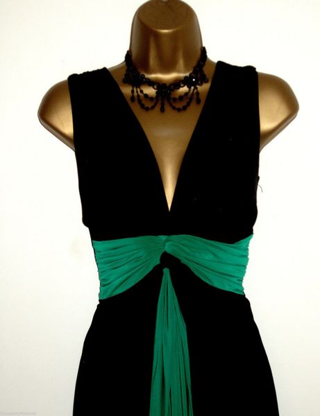 

long black/jade grecian knot panel maxi evening party dress size 10-26 prom-ball fashion women party dresses