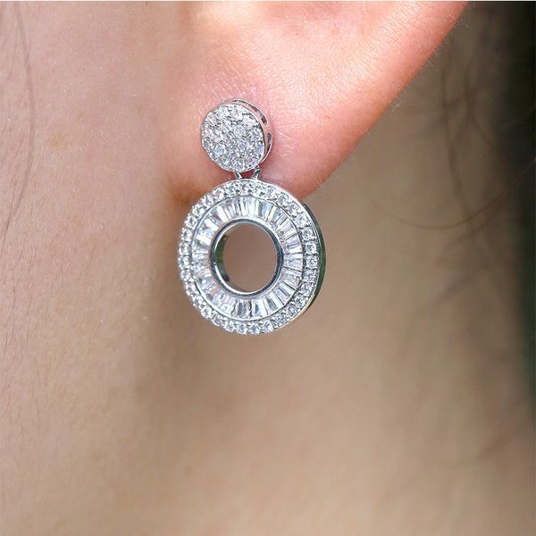 

new design silver color rhinestone earring women party jewelry gift fashion korean style big round hoop earrings eq084, Golden;silver
