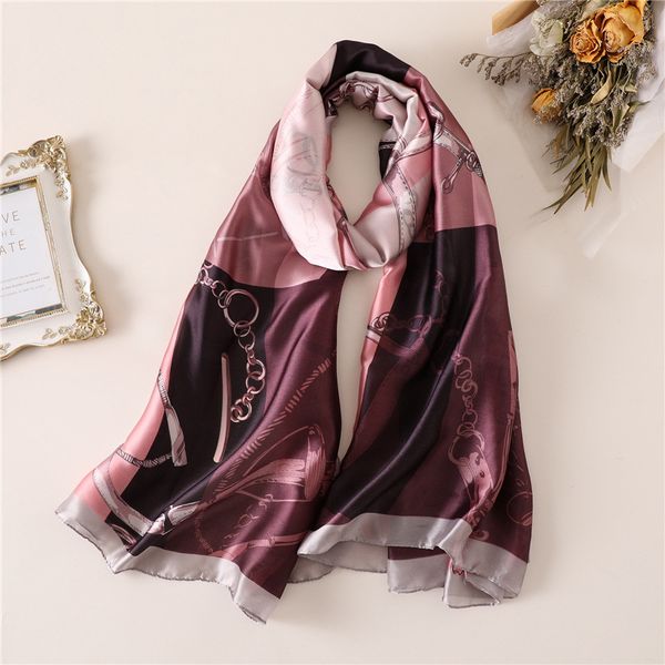 

2018 new women's scarf fashion soft print silk scarves large size lady shawls and wraps female beach stole hijabs