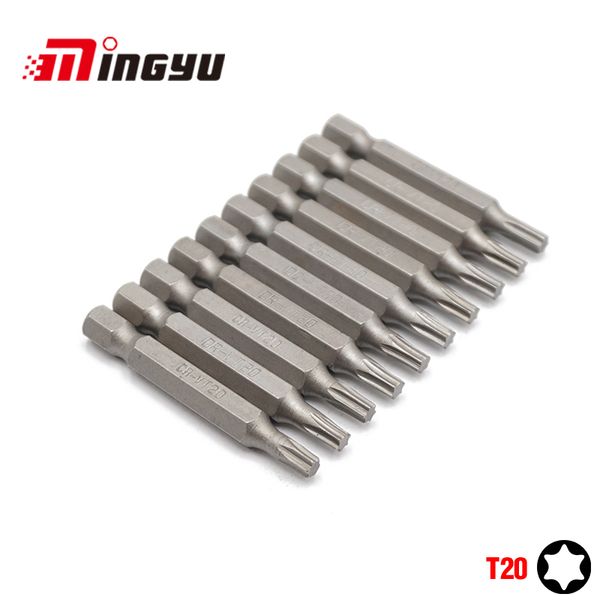 

10pcs 1/4" 50mm torx t20 screwdriver bit set tools repair screwdrivers kit hex shank drill bit for power household hand tools