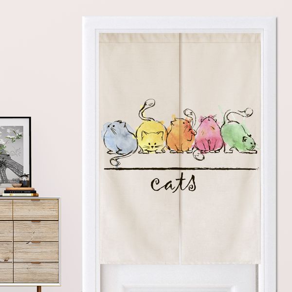 

nordic cartoon cat kitchen door curtain bedroom bathroom partition curtain feng shui door japanese noren