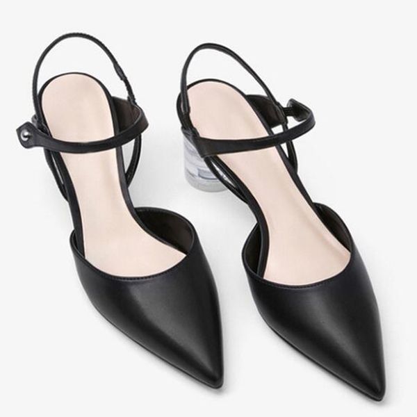 

new summer female sandals pointed high heels nude color fashion transparent fine high heels women shoes zapatos mujer ky4, Black