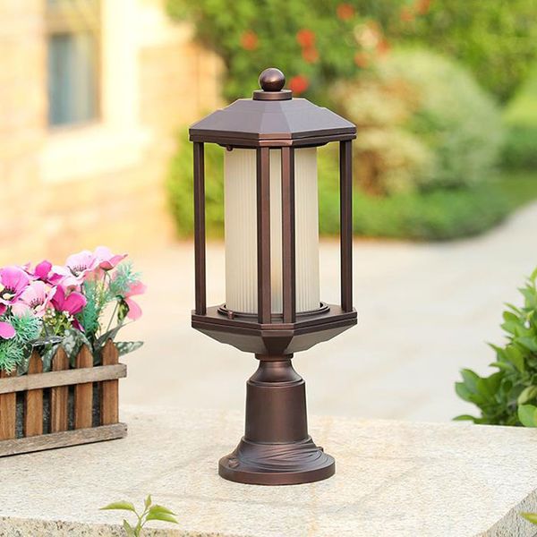 Vintage Outdoor Art Decoration Led Post Light Aluminum Glass
