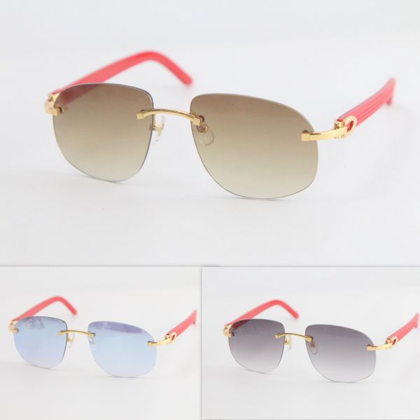 

new rimless t8100928 gold sunglasses men aviator glasses red plank frame outdoors driving glasses fashion sport sunglasses male and female, White;black