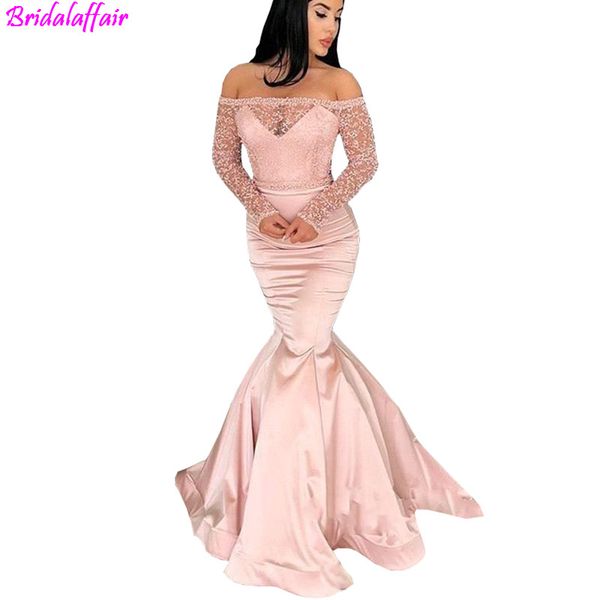 

modest simple evening dresses off shoulder long sleeves mermaid prom dresses long evening elegant see through sleeves party gown, White;black