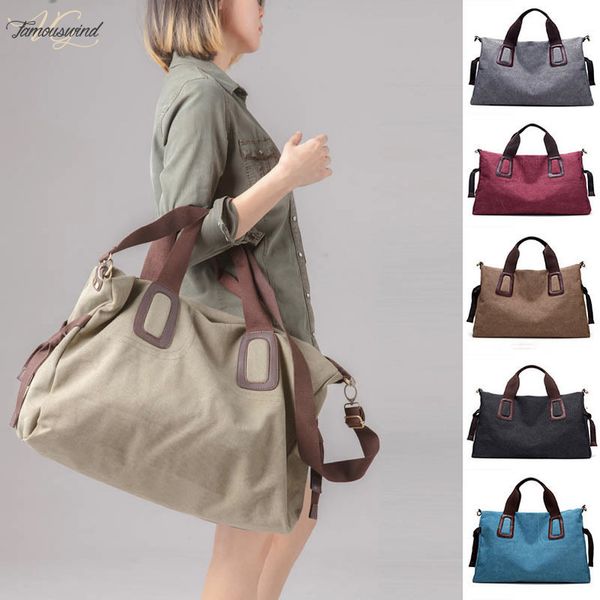 

large pocket casual womens handbag canvas shoulder cross body handbags canvas leather large capacity bags for women
