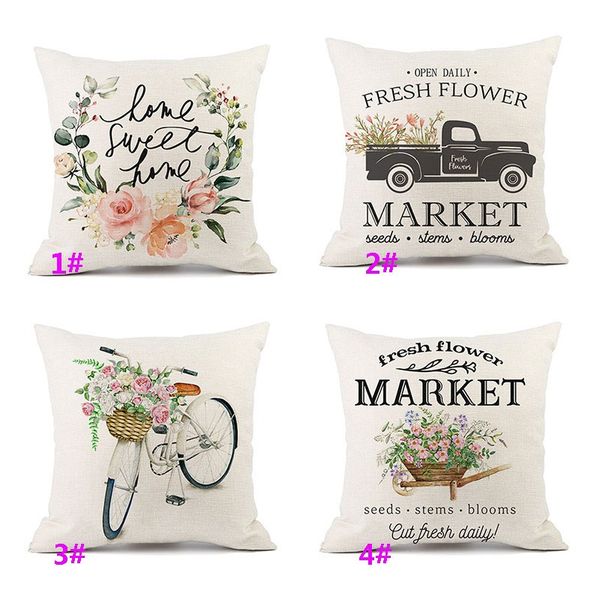 

цветок чехол для велосипеда подушка для грузовиков напечатан венок чехол подушка крышка для диван домашнего украшения 4 стили hh9-2985