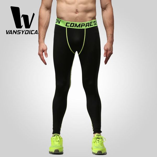 

men's compression leggings running pants quick dry breathable fitness jogging trousers training pants sportswear, Black;blue