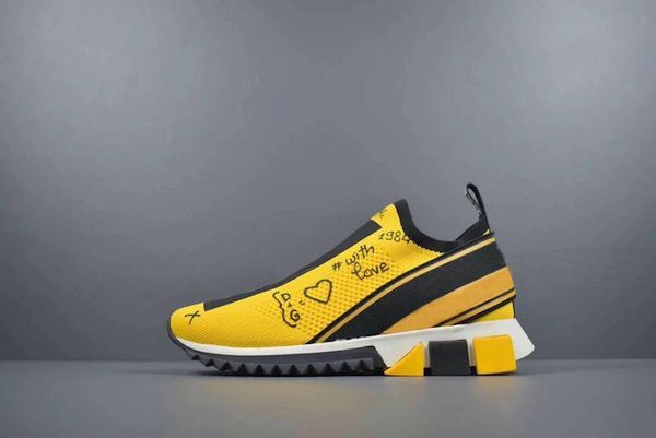 

2019 new designer shoes sorrento sneaker men fabric stretch jersey slip-on sneaker two-tone rubber micro sole breathable casual shoes c30, Black