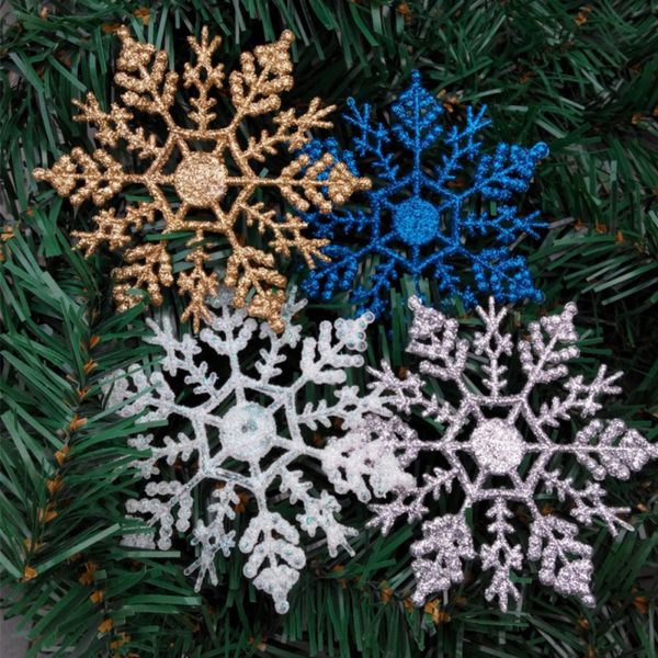 

12шт / set sparkly блеск снежинка рождественские украшения xmas tree вешалка garland создание рождественские украшения
