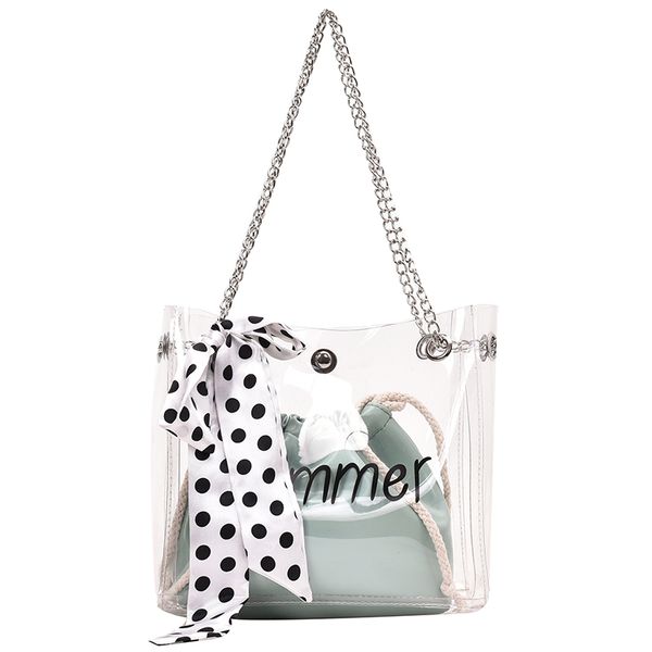 

summer transparent bucket bag fashion female bag 2020 waterproof ladies shoulder wild child large capacity beach
