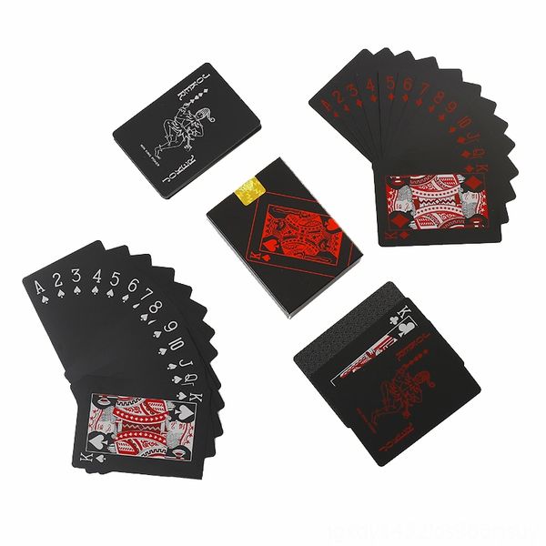 

54 pcs cardsdeck 100 plastic pvc creative black plastic magic playing cards waterproof casual game running wear athletic & outdoor apparel p, Black;blue