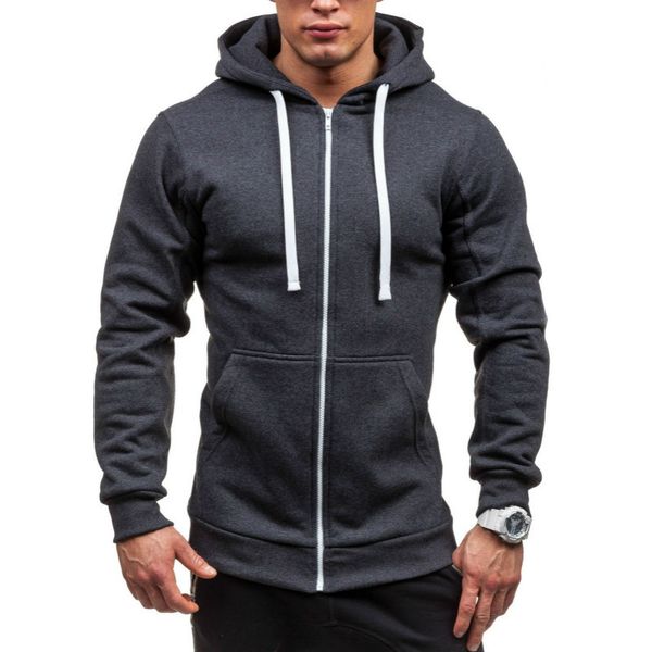 

men hoodies jacke 2019 new drawstring zipper hooded sweatshirt male hip hop streetwear casual hoodies coat clothing, Black