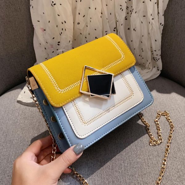 

contrast color leather crossbody bags for women 2019 travel handbag fashion simple shoulder messenger bag ladies cross body bag