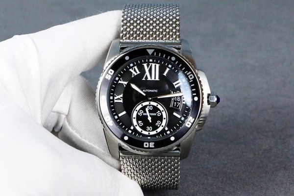 

high quallity automatic movement diver men watch sapphire crystal black/breen dial male watch 316 stainless band ing, Slivery;brown