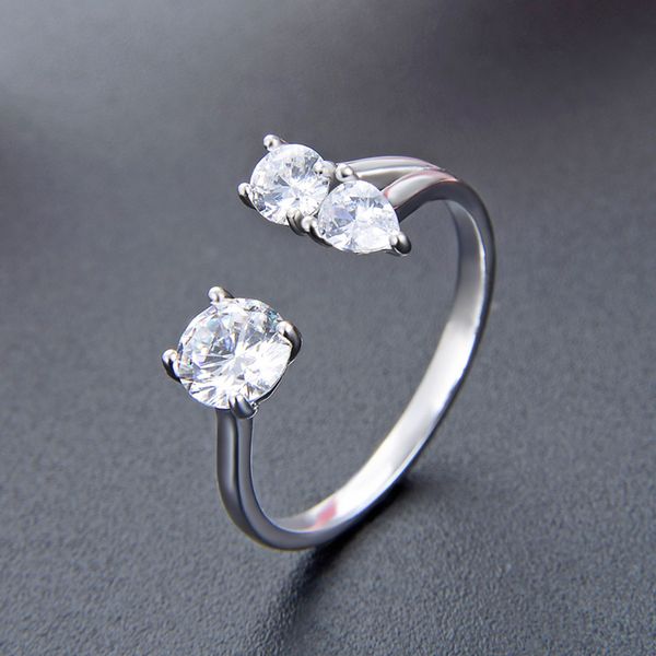 

simple and elegnat spzrkling zircon s925 silver rings for women cute gilrs real 925 sterling silver party jewelry gifts, Slivery;golden