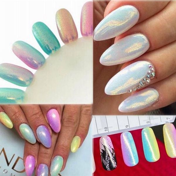 

hining nail art mirror powder pigment mermaid glitters beauty manicure, Silver;gold